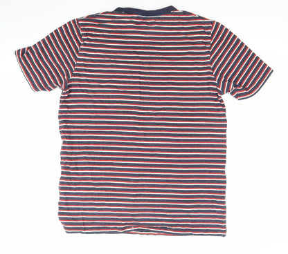 Shore Leave Men's Medium Blue Red Striped Cotton T-Shirt