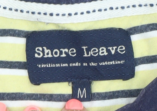 Shore Leave Men's Medium Blue Red Striped Cotton T-Shirt