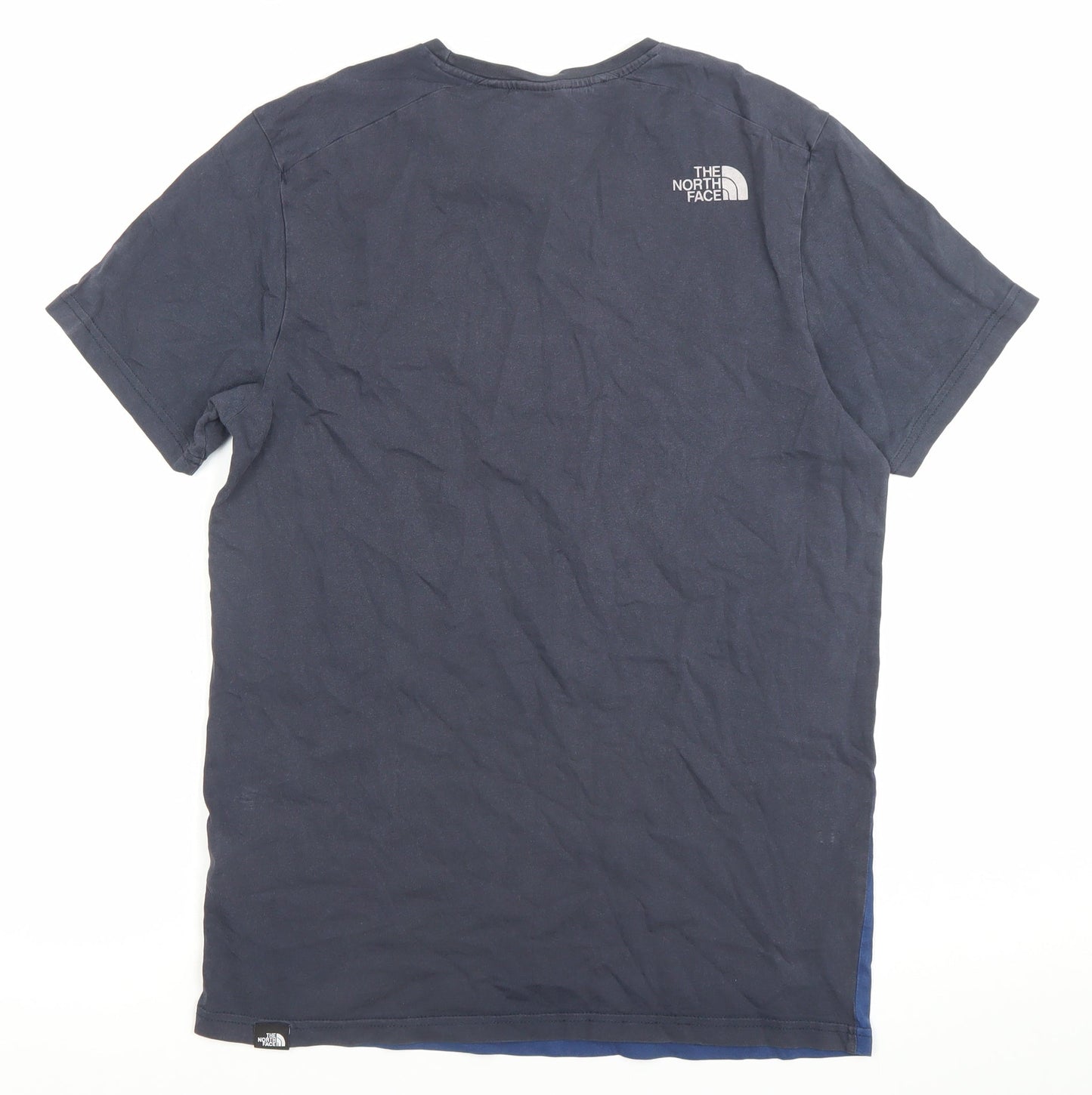 The North Face Men's Blue Small Colourblock Logo Cotton T-Shirt