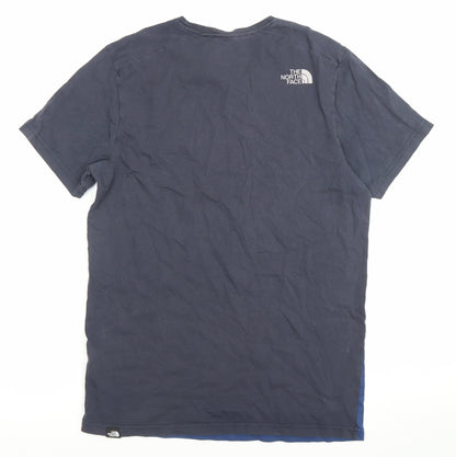 The North Face Men's Blue Small Colourblock Logo Cotton T-Shirt