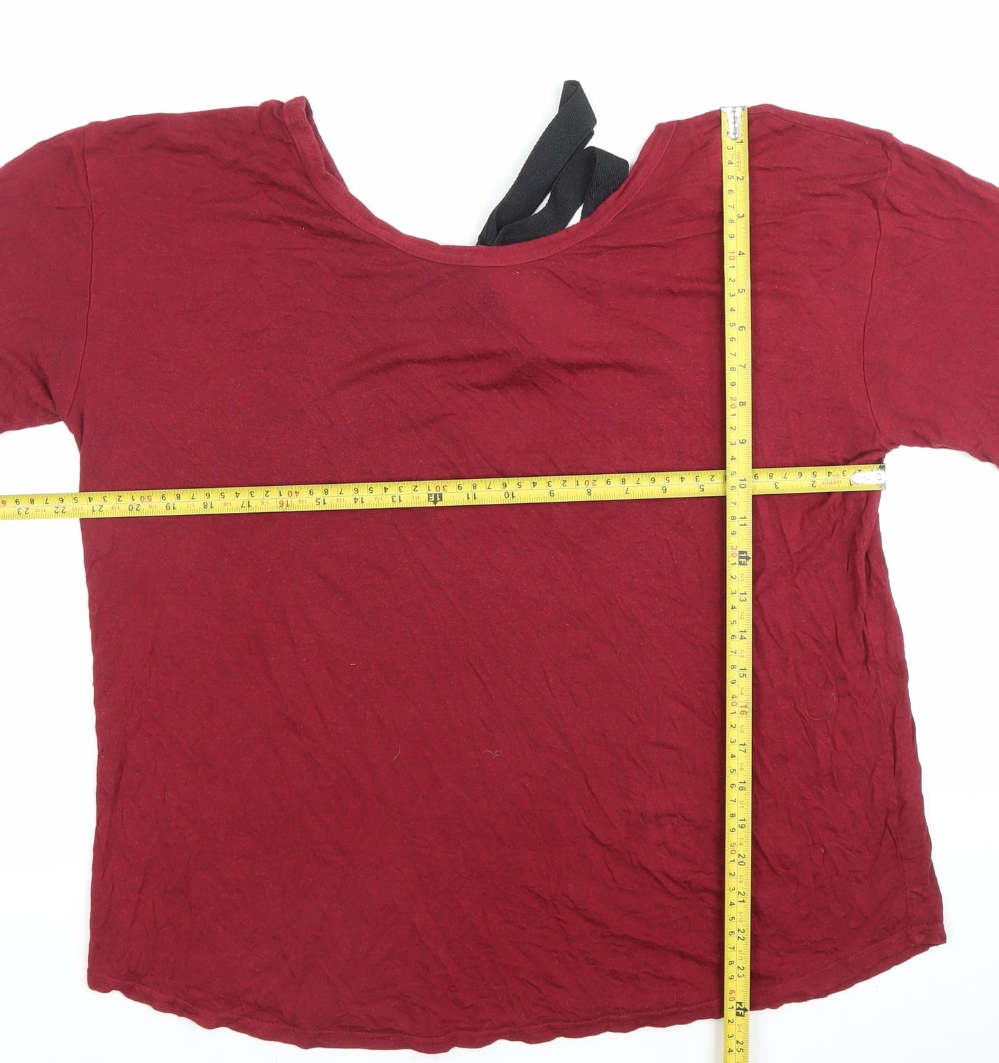 Boohoo Women’s Red Short Sleeve Bow Back T-Shirt Size 10
