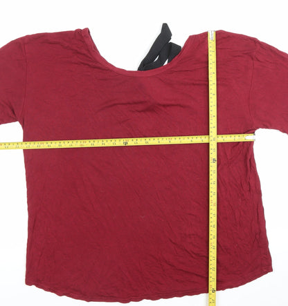 Boohoo Women’s Red Short Sleeve Bow Back T-Shirt Size 10