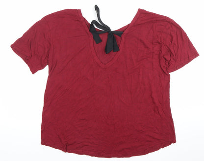 Boohoo Women’s Red Short Sleeve Bow Back T-Shirt Size 10