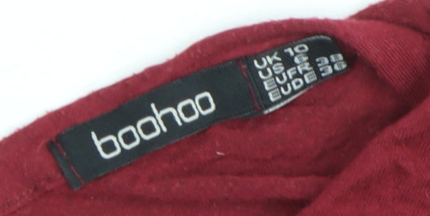 Boohoo Women’s Red Short Sleeve Bow Back T-Shirt Size 10