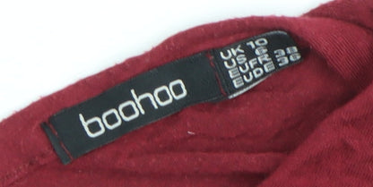 Boohoo Women’s Red Short Sleeve Bow Back T-Shirt Size 10