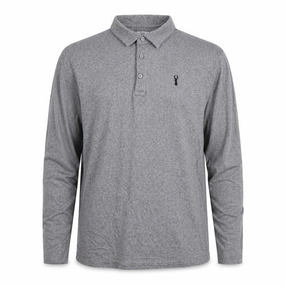 Next Men's Grey Long Sleeve Polo Shirt M Cotton Stretch