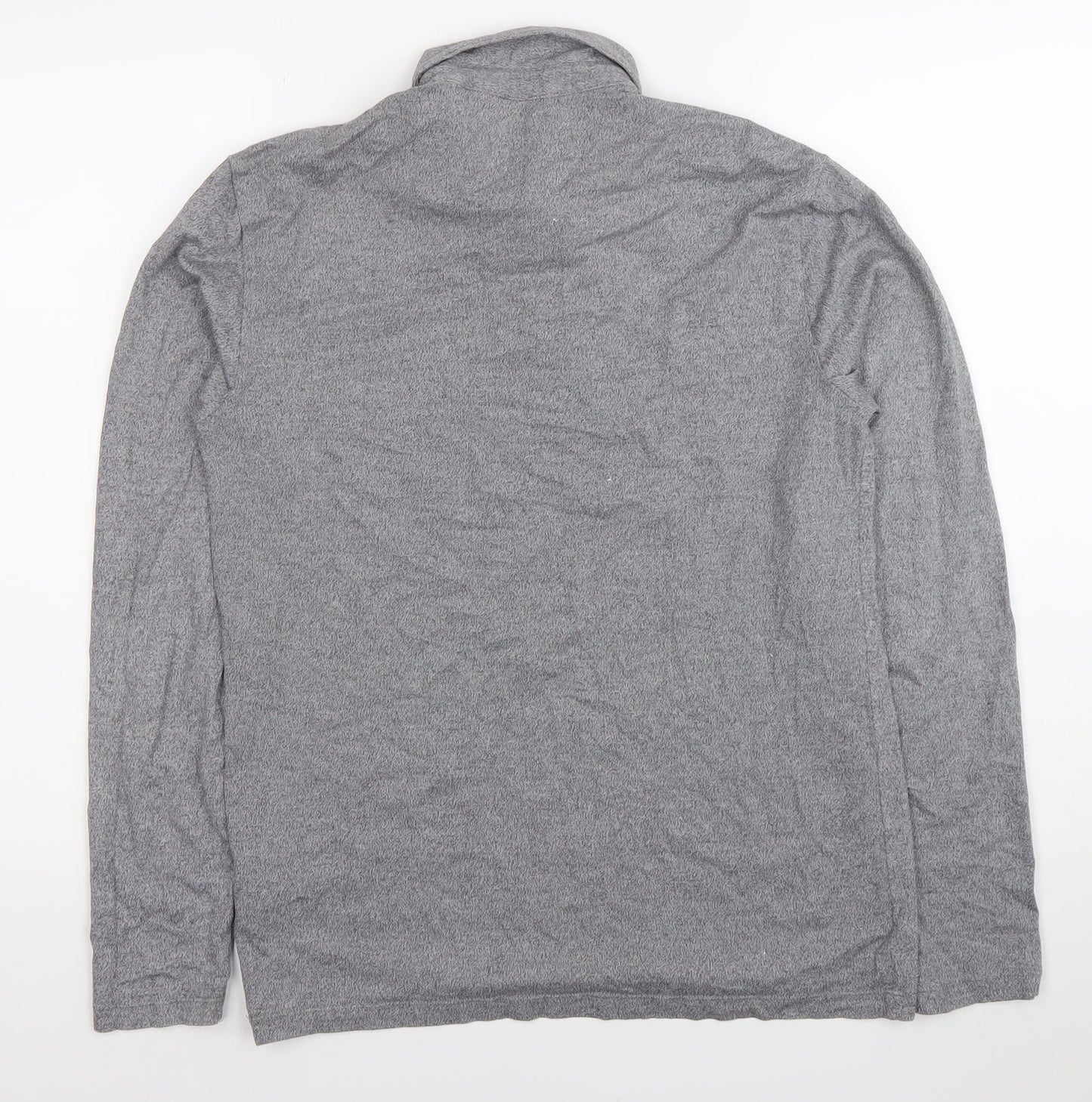Next Men's Grey Long Sleeve Polo Shirt M Cotton Stretch