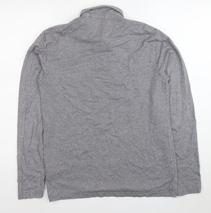 Next Men's Grey Long Sleeve Polo Shirt M Cotton Stretch