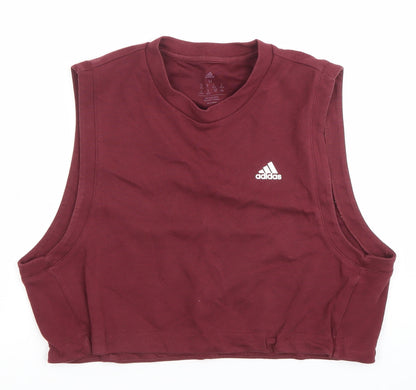 Adidas Women Red Cropped Tank Top Size M Activewear Gym Yoga