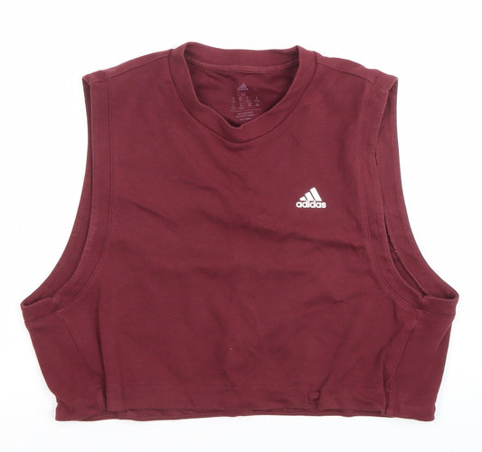 Adidas Women Red Cropped Tank Top Size M Activewear Gym Yoga