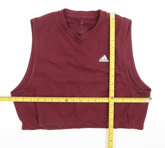 Adidas Women Red Cropped Tank Top Size M Activewear Gym Yoga