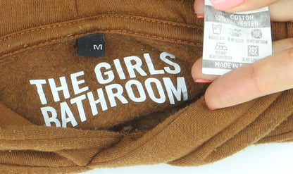 The Girls Bathroom Women’s Brown Hoodie M His Loss Slogan Pullover