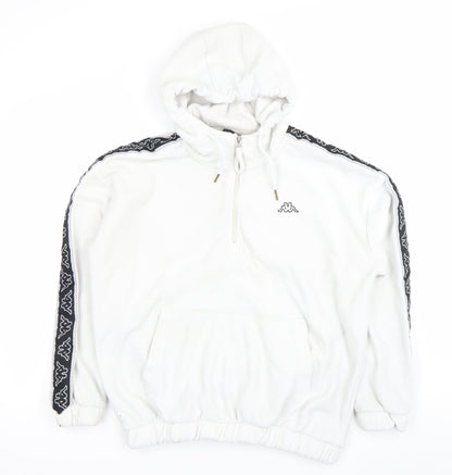 Kappa Unisex White Pullover Hoodie Fleece Large Logo Sportswear