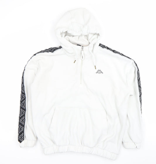 Kappa Unisex White Pullover Hoodie Fleece Large Logo Sportswear