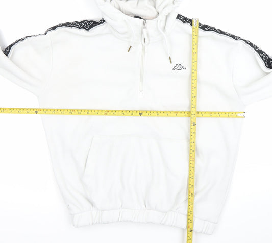 Kappa Unisex White Pullover Hoodie Fleece Large Logo Sportswear