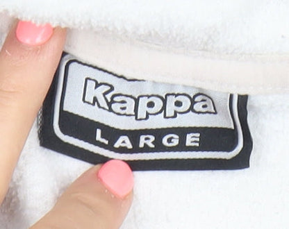 Kappa Unisex White Pullover Hoodie Fleece Large Logo Sportswear