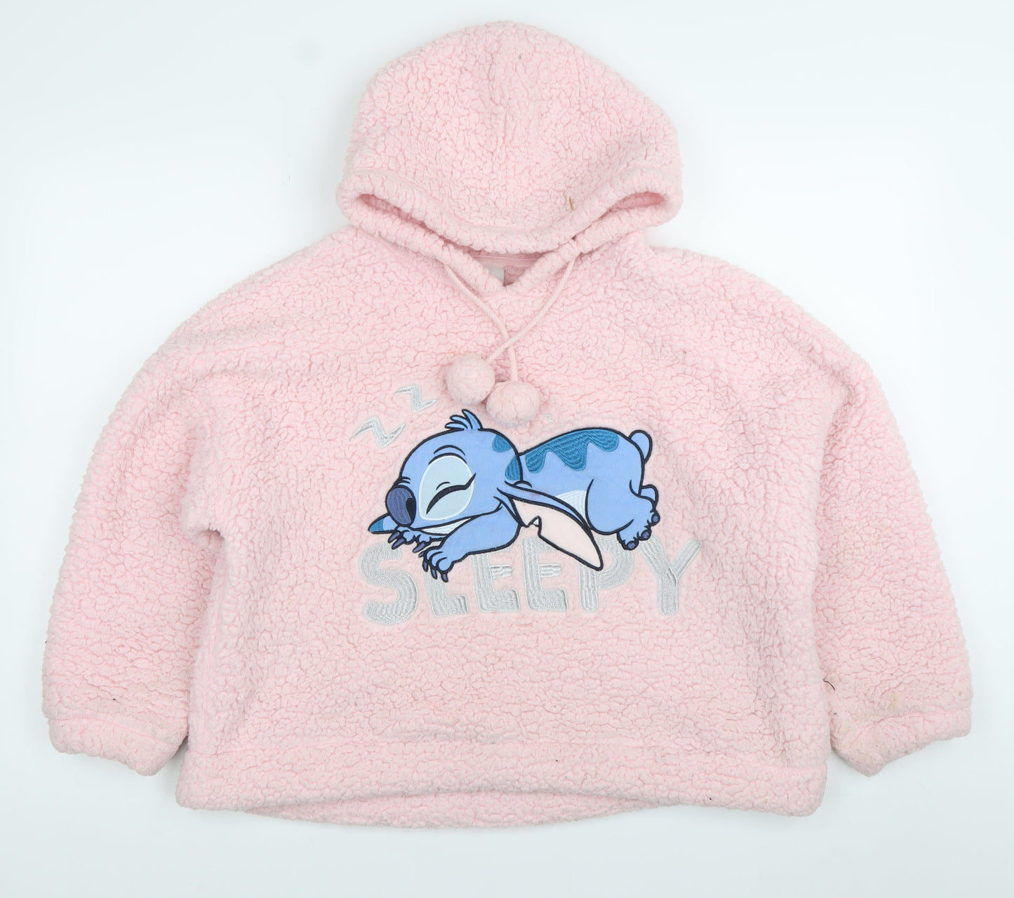 Disney Womens Pink Stitch Pullover Hoodie UK 8-10 Fleece Sleepwear