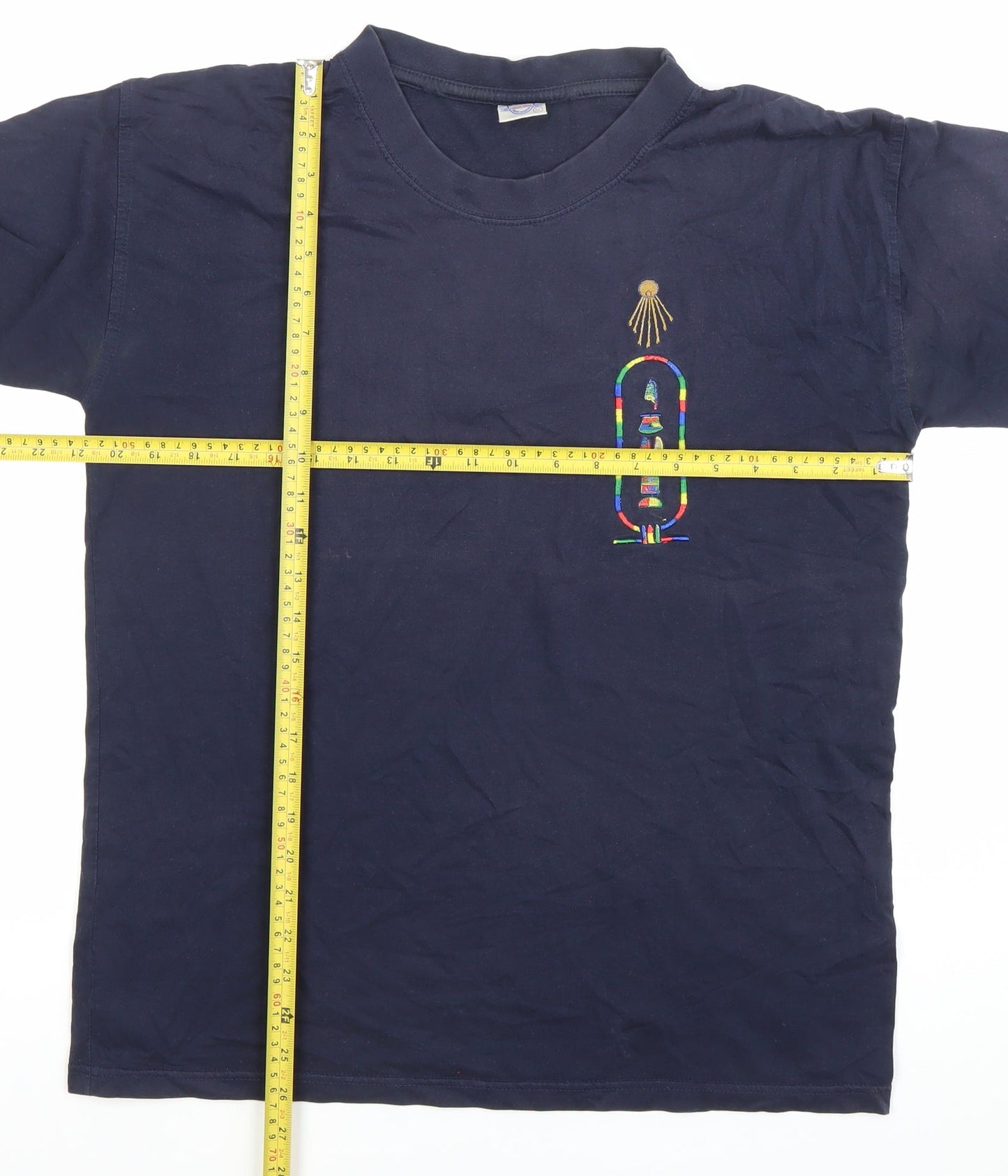 Four Hundred Casual Wear Men’s Blue Cotton Embroidered T-Shirt Size S