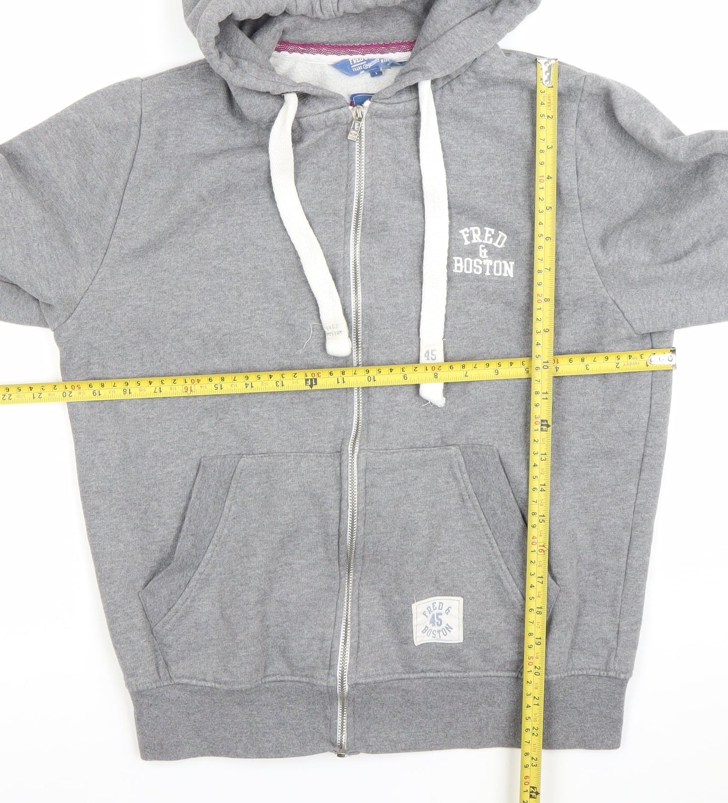 Fred & Boston Men’s Grey Full Zip Hoodie Size S Regular Fit