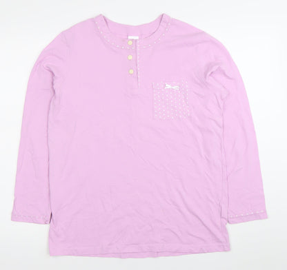Damart Women’s Pink Cotton Button-Up Henley Shirt Long Sleeve S