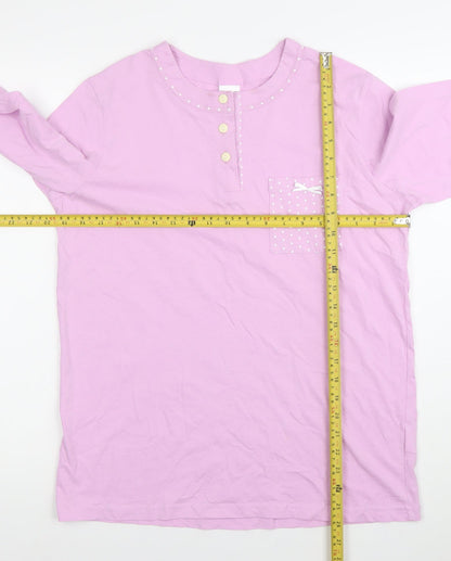 Damart Women’s Pink Cotton Button-Up Henley Shirt Long Sleeve S