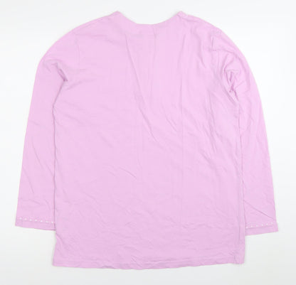 Damart Women’s Pink Cotton Button-Up Henley Shirt Long Sleeve S