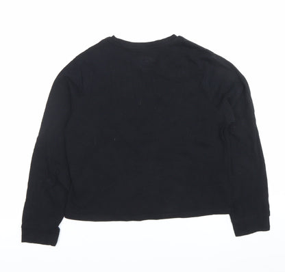 Marks and Spencer Girls Black Graphic Long Sleeve T-Shirt 11-12 Years