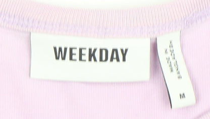 Weekday Women's Purple Cotton T-Shirt Size M Short Sleeve Casual
