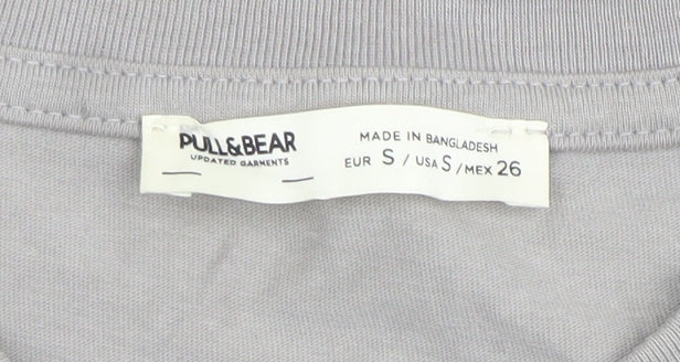 Pull&Bear Women Grey Sleeveless Crew Neck Cotton T-Shirt Size S