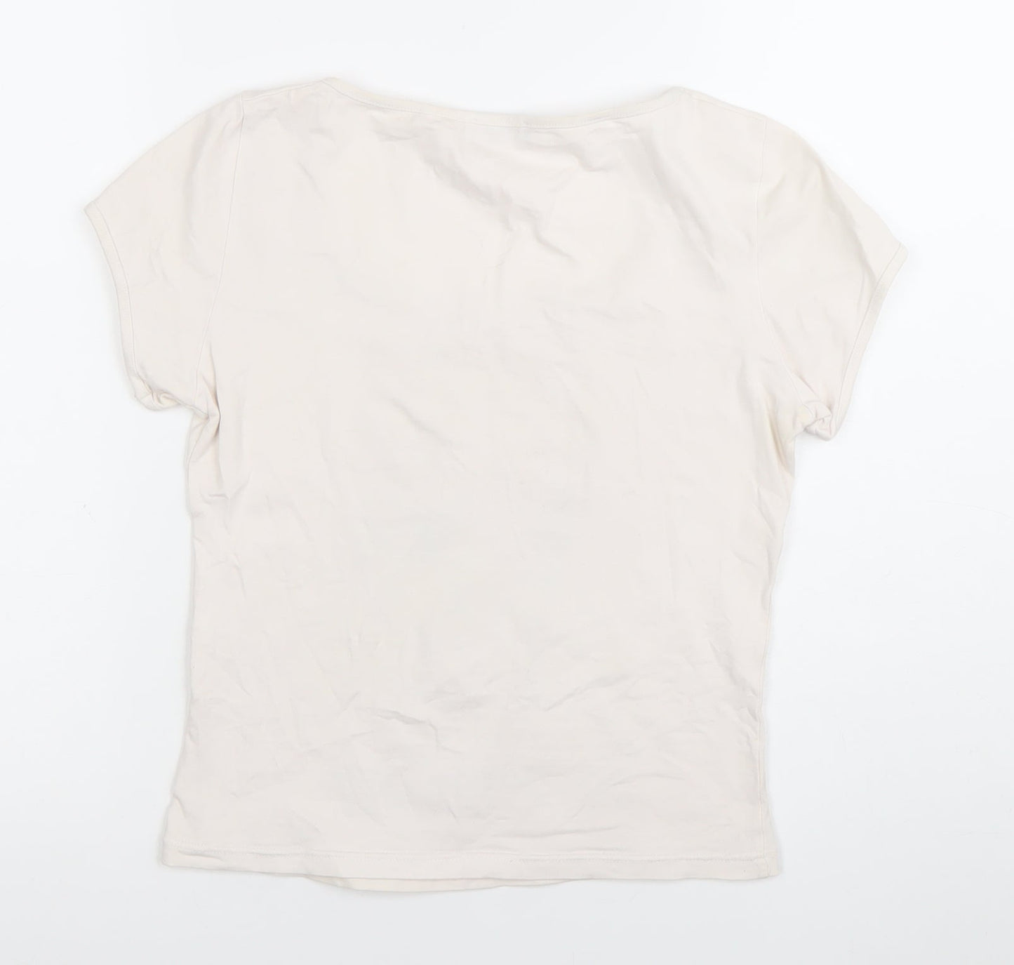 Sottotono Women’s Ivory Graphic Cropped T-Shirt L Scoop Neck
