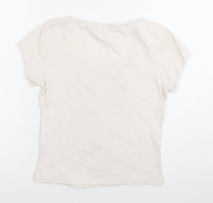 Sottotono Women’s Ivory Graphic Cropped T-Shirt L Scoop Neck