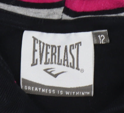 Everlast Womens Black Hoodie Size 12 Full Zip Athletic Logo