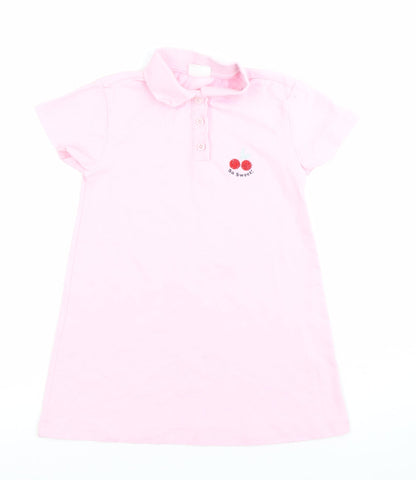 Pedro Collection Girls Pink 4-5 Years Shirt Dress Embroidered Casual