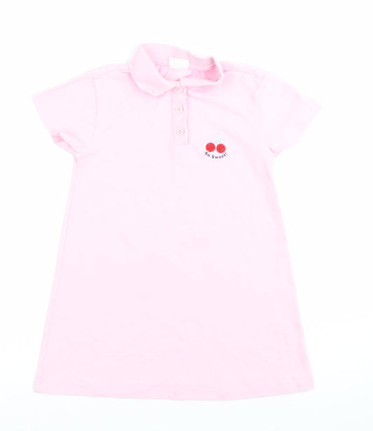 Pedro Collection Girls Pink 4-5 Years Shirt Dress Embroidered Casual