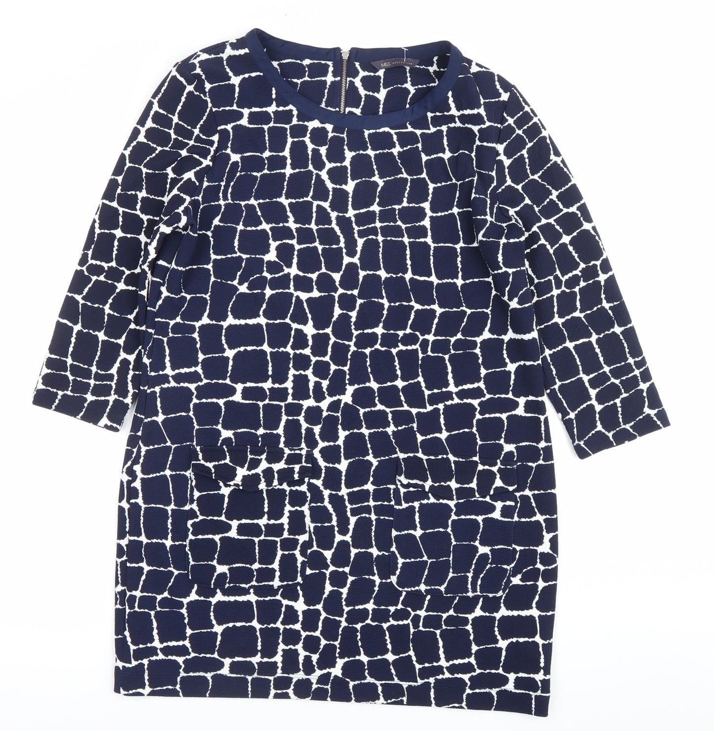 Marks and Spencer Women’s Blue Geometric Shift Dress Size 12