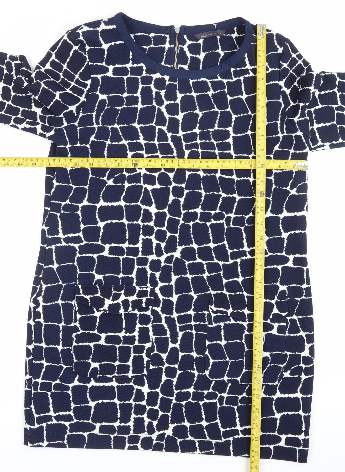 Marks and Spencer Women’s Blue Geometric Shift Dress Size 12