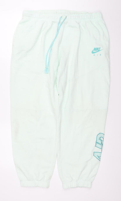 Nike Women Green Jogger Sweatpants L Regular Fit Cotton Blend