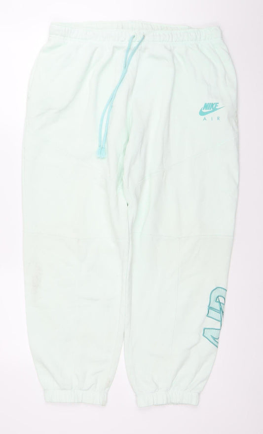 Nike Women Green Jogger Sweatpants L Regular Fit Cotton Blend