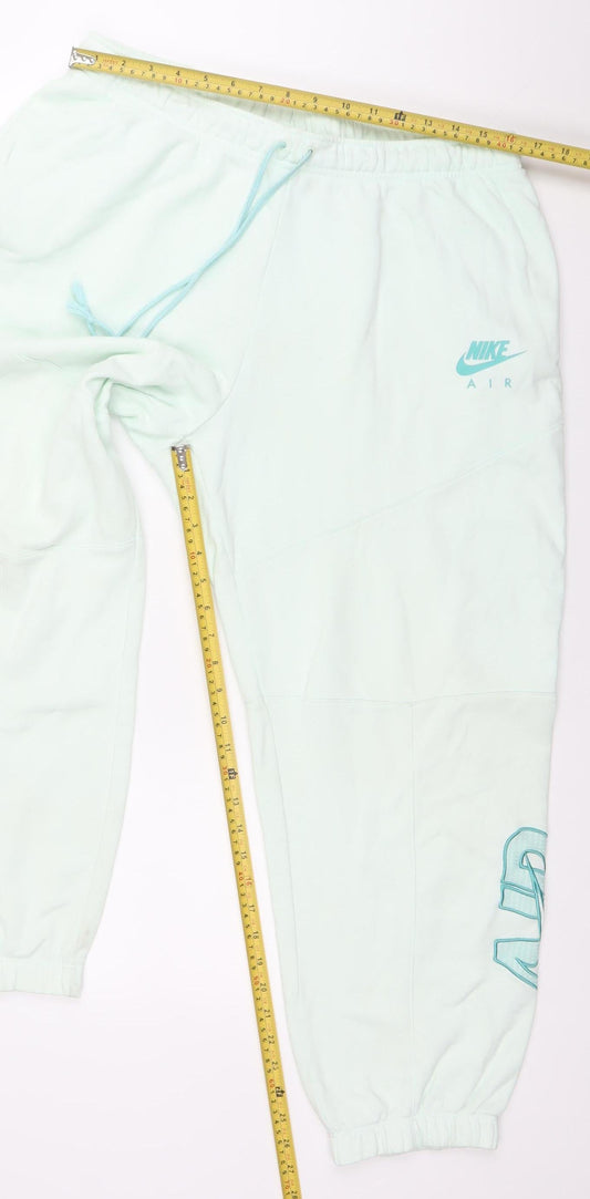 Nike Women Green Jogger Sweatpants L Regular Fit Cotton Blend