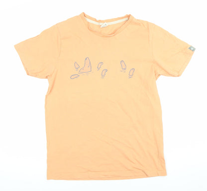 Women’s Orange Cotton Dod Swimming Graphic T-Shirt Medium Casual Summer