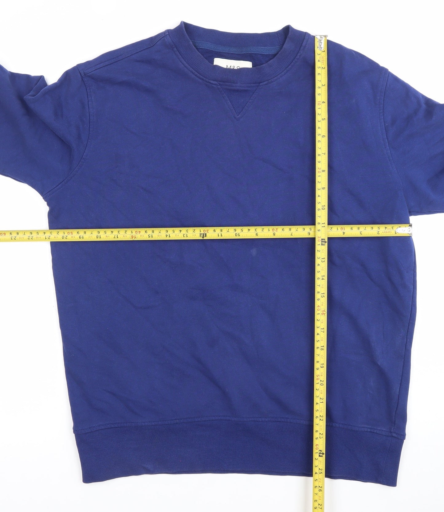 Marks and Spencer Men’s Blue Medium Crew Neck Cotton Sweatshirt