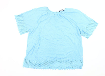 Marks and Spencer Women’s Blue Cotton Embroidered Tunic Blouse UK 12
