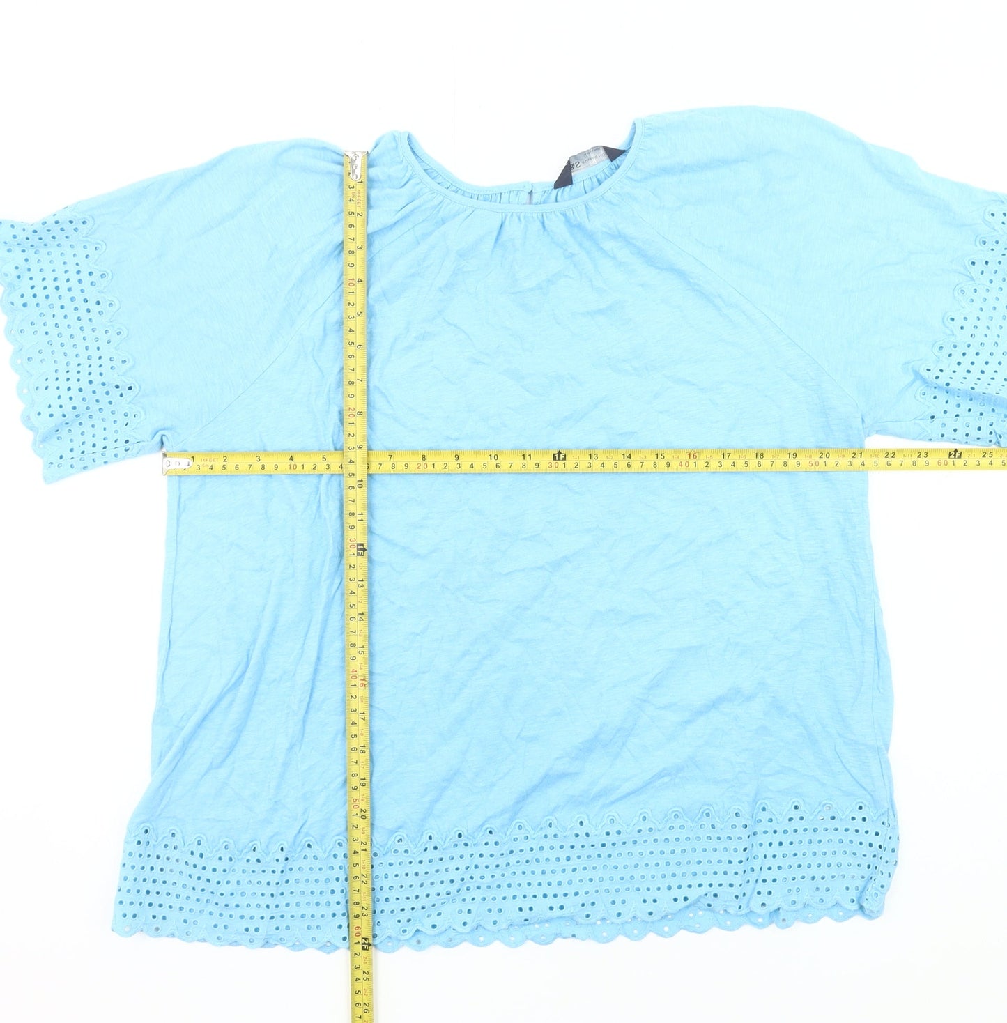 Marks and Spencer Women’s Blue Cotton Embroidered Tunic Blouse UK 12