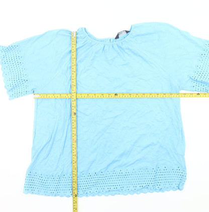 Marks and Spencer Women’s Blue Cotton Embroidered Tunic Blouse UK 12