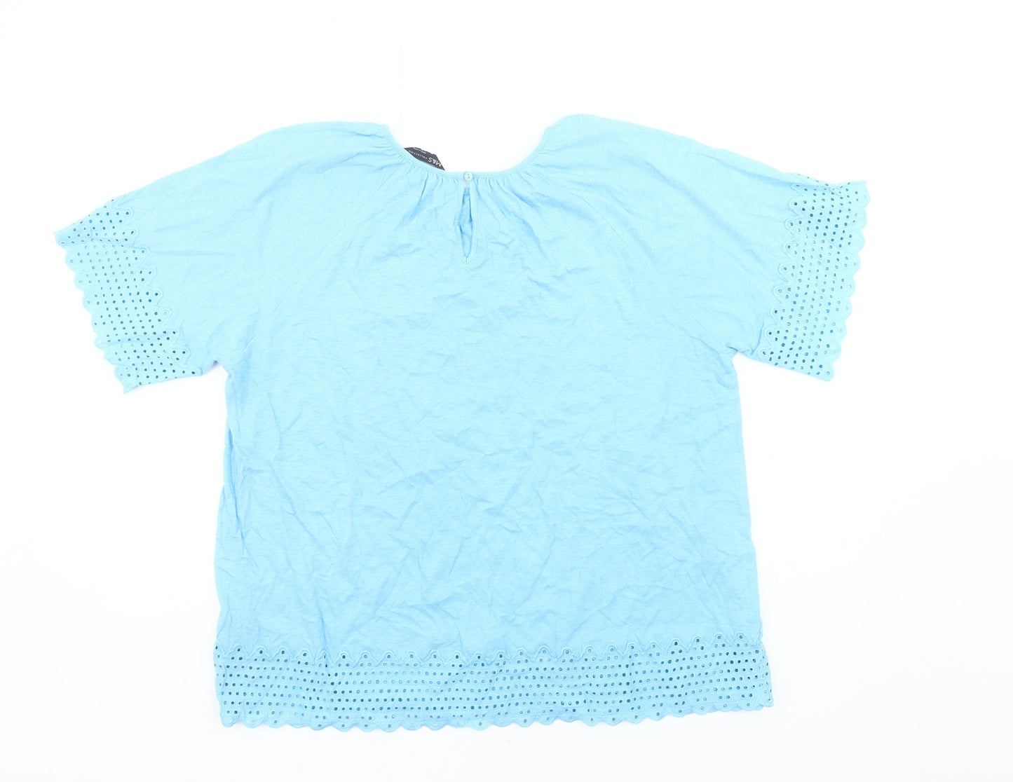 Marks and Spencer Women’s Blue Cotton Embroidered Tunic Blouse UK 12