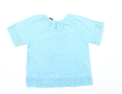 Marks and Spencer Women’s Blue Cotton Embroidered Tunic Blouse UK 12