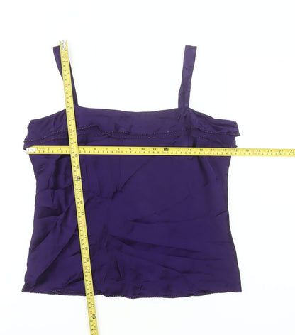 J Taylor Women’s Purple Silk Camisole Tank Top Size 16 Party