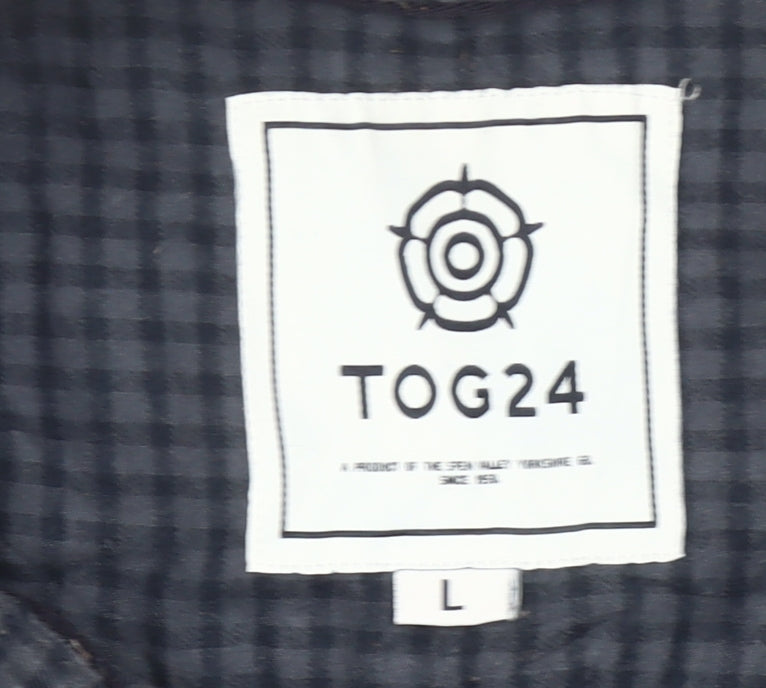TOG24 Men's Blue Check Cotton Long Sleeve Button-Up Shirt L