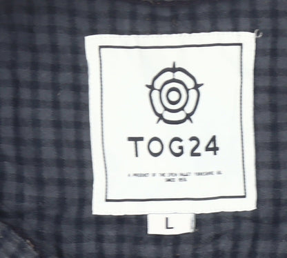 TOG24 Men's Blue Check Cotton Long Sleeve Button-Up Shirt L