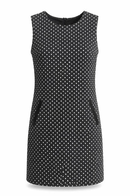 Chic & Mit Women's Black Polka Dot Sleeveless Sheath Dress S